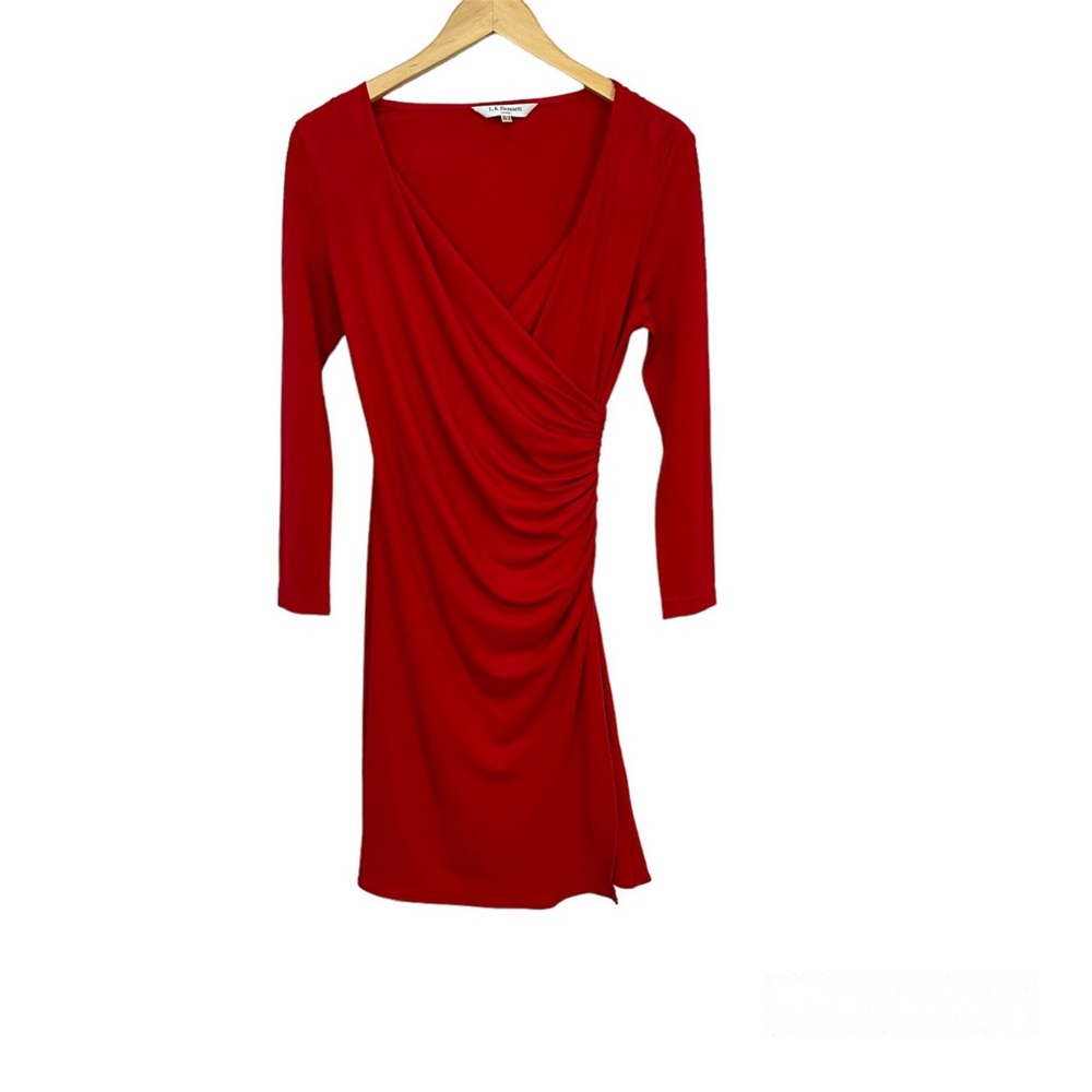 LK Bennett Ariella Faux‎ Wrap Red Dress Long Sleeves Bodycon Women’s Sz 6